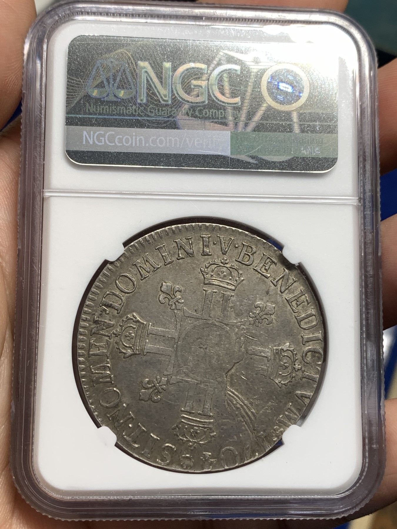 《竞宝斋》第179场-周日，周一2场 (全场包邮) NGC AU53 1704 法国太阳王路易十四1埃居大银币，更高分仅有5枚