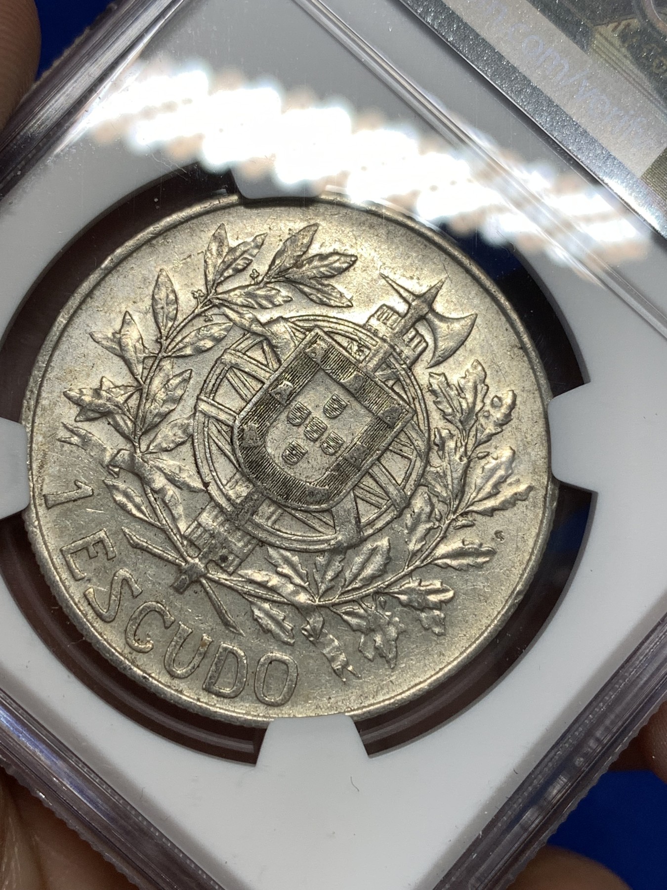 《竞宝斋》第179场-周日，周一2场 (全场包邮) NGC-AU53 葡萄牙1910年 半岛战争女神头像 1埃斯库多大银币 稀少品种