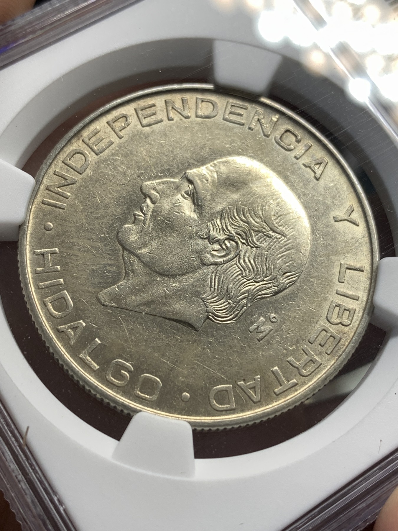 《竞宝斋》第179场-周日，周一2场 (全场包邮) NGC AU53 墨西哥 1955年 老人头 5比索 银币