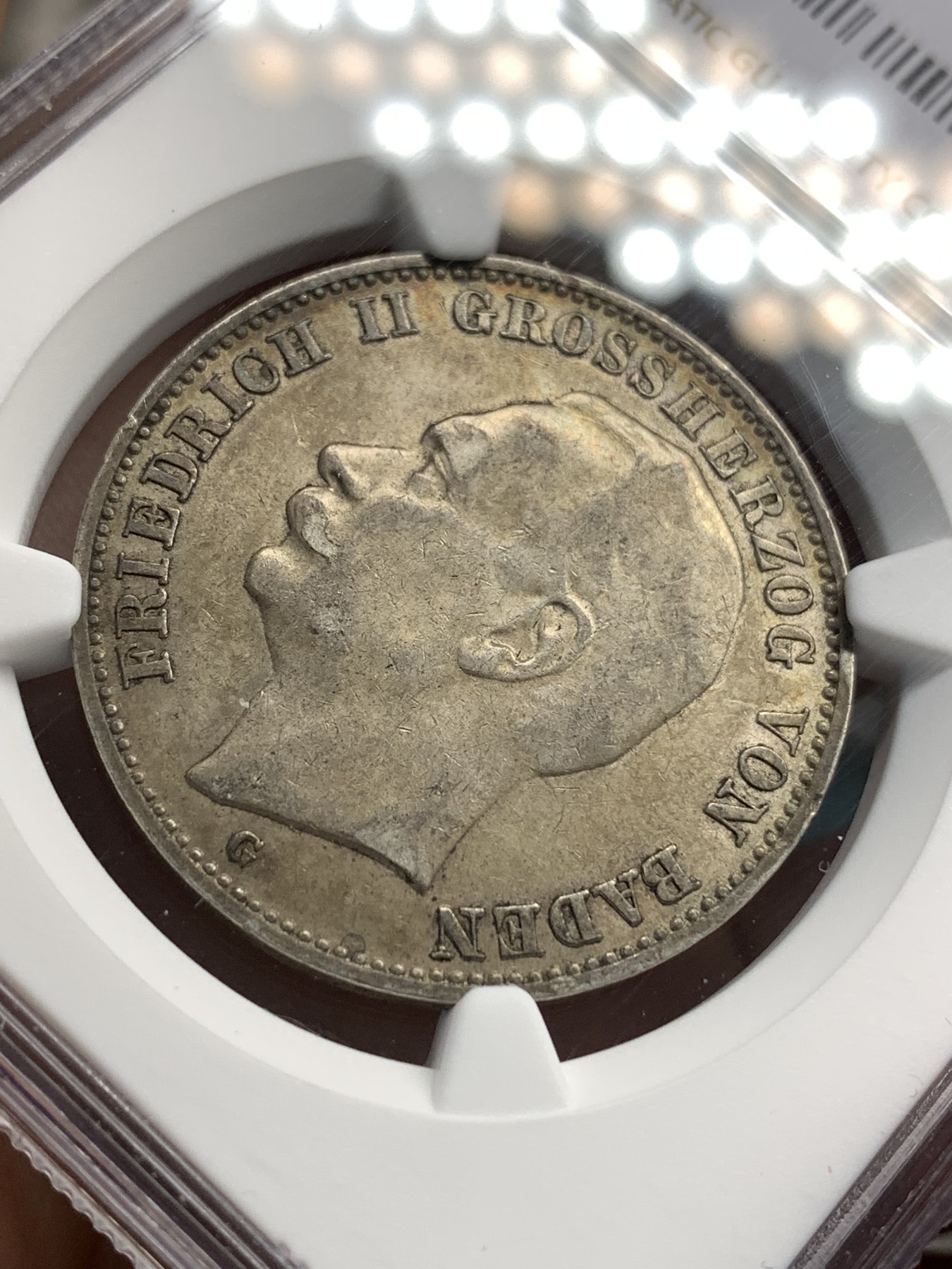 《竞宝斋》第179场-周日，周一2场 (全场包邮) NGC AU58 德国 巴登 1912年 3马克 银币 包浆细节好