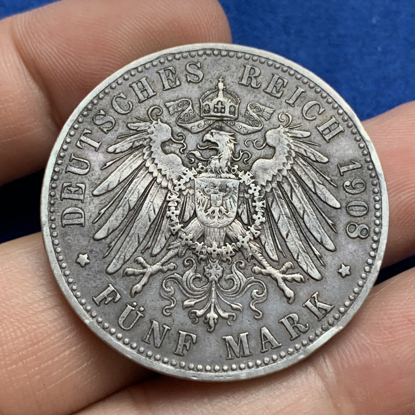 《竞宝斋》第179场-周日，周一2场 (全场包邮) 德国1908年巴伐利亚奥托一世5马克银币