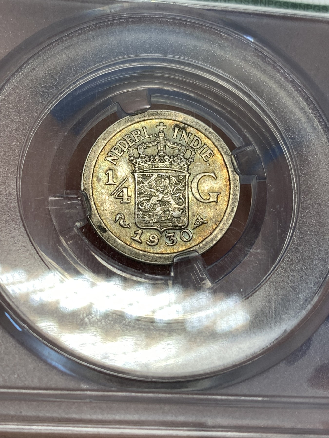 《竞宝斋》第179场-周日，周一2场 (全场包邮) 荷属印度 1930年 1/4盾 银币 少见面值