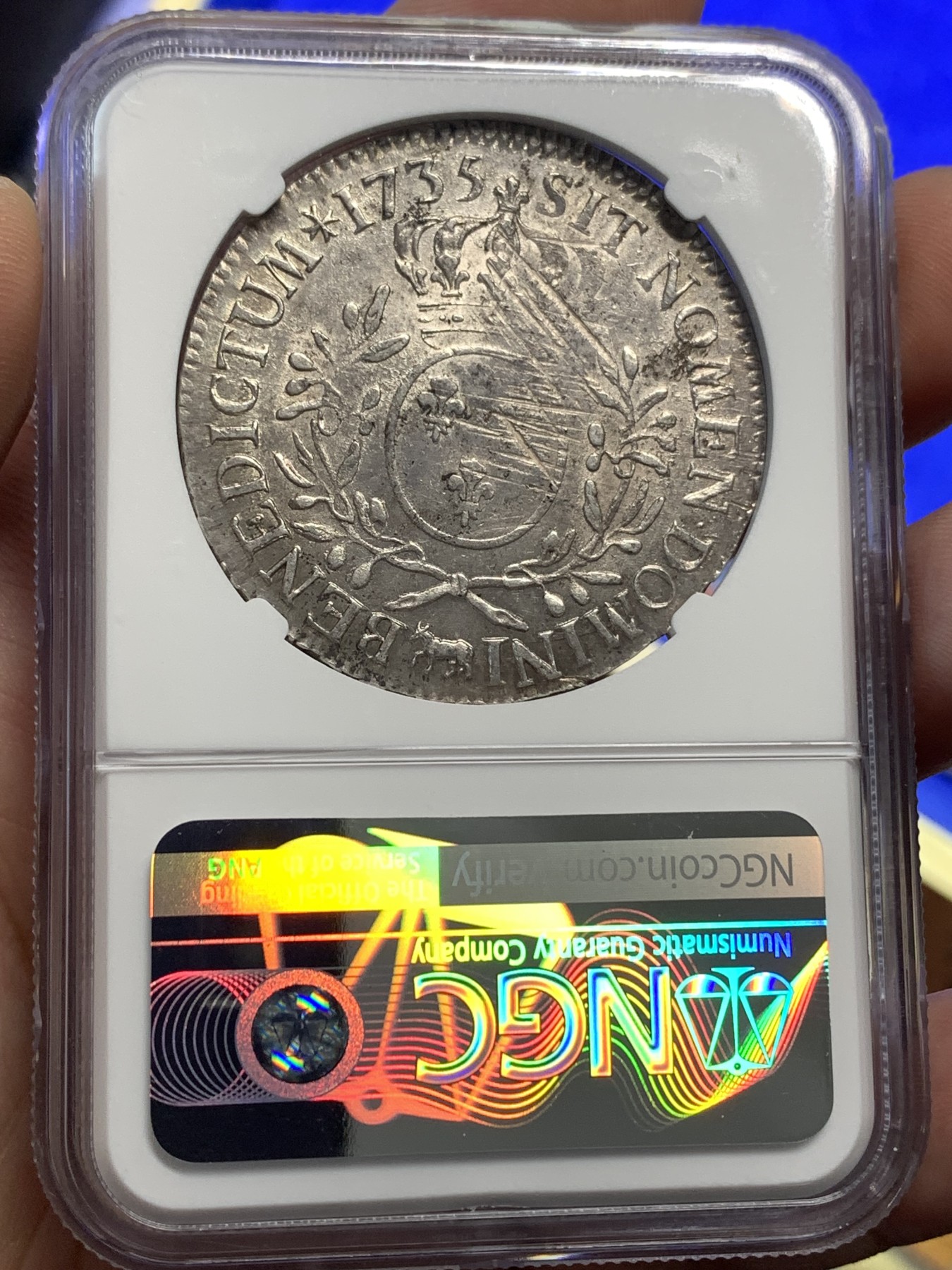 《竞宝斋》第179场-周日，周一2场 (全场包邮) NGC MS61 法国1735年路易十五1埃居银币 冠军分