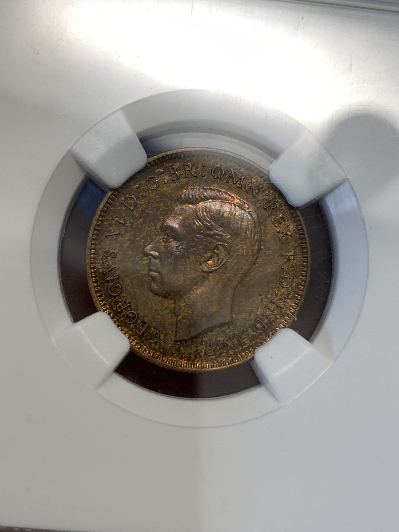 《竞宝斋》第179场-周日，周一2场 (全场包邮) NGC PF64RB 英国1937年 乔治六世 1法新 铜币