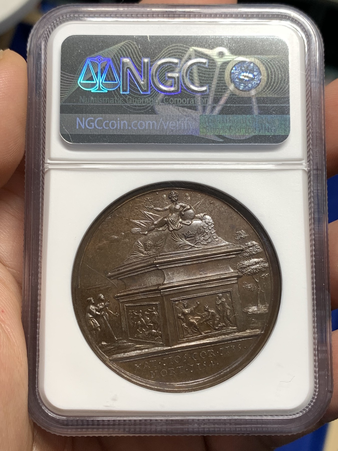 《竞宝斋》第179场-周日，周一2场 (全场包邮) NGC MS63 英国 1830 历史系列 大铜章 细节精美 巧克力包浆