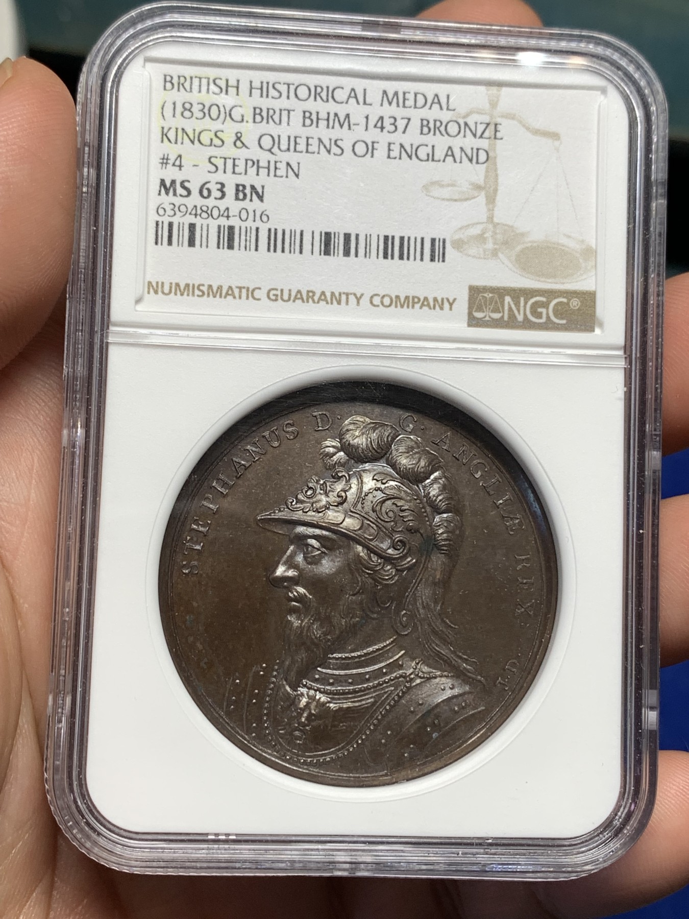 《竞宝斋》第179场-周日，周一2场 (全场包邮) NGC MS63 英国 1830 历史系列 大铜章 细节精美 巧克力包浆