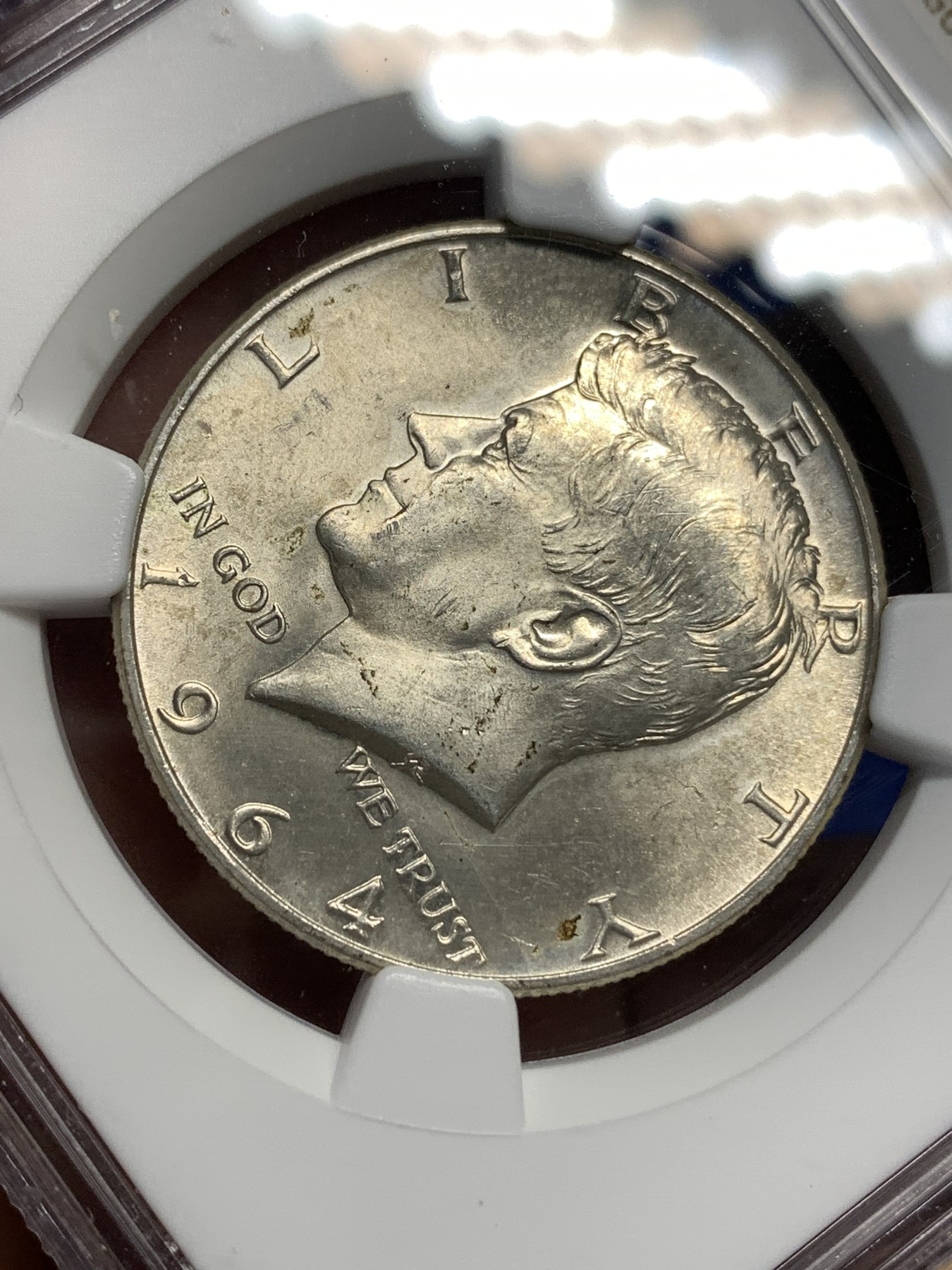 《竞宝斋》第179场-周日，周一2场 (全场包邮) NGC MS63 美国 1964年 肯尼迪 半美元银币 900高银版 12.5克