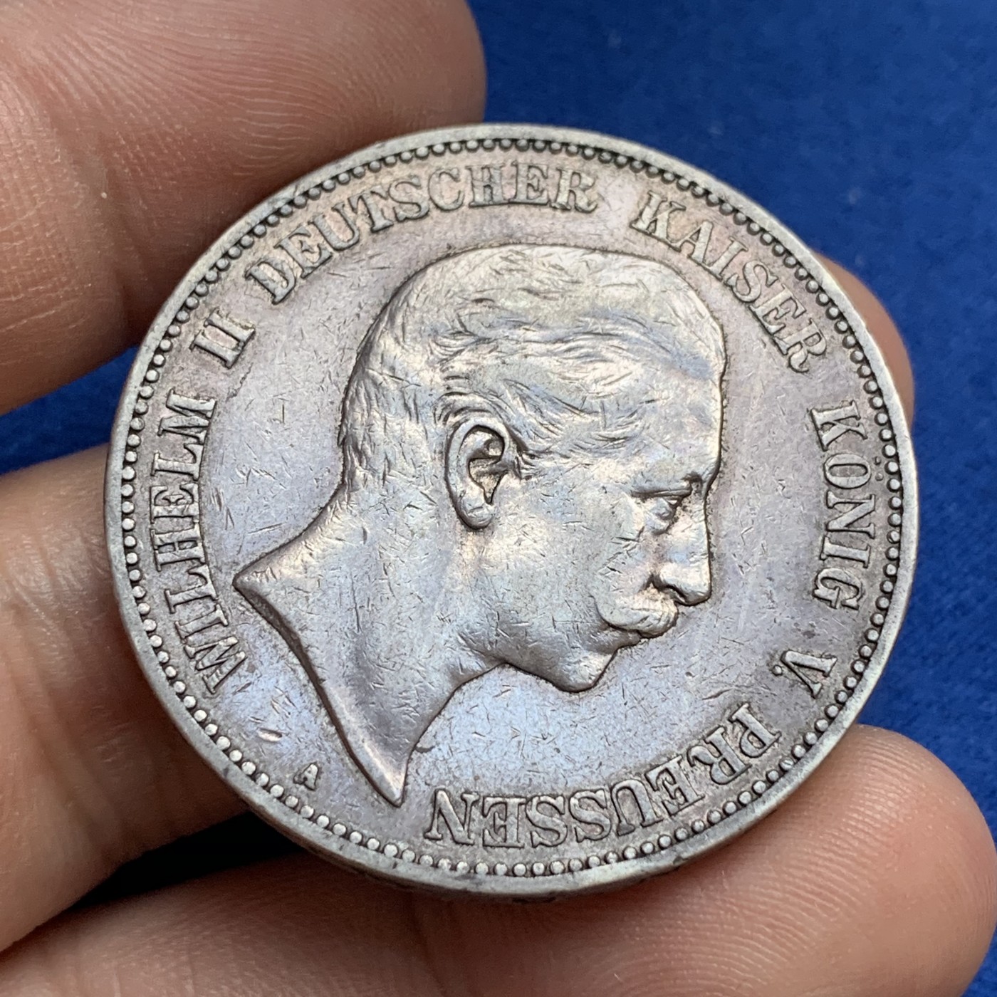 《竞宝斋》第179场-周日，周一2场 (全场包邮) 德国1904年普鲁士威廉二世5马克银币