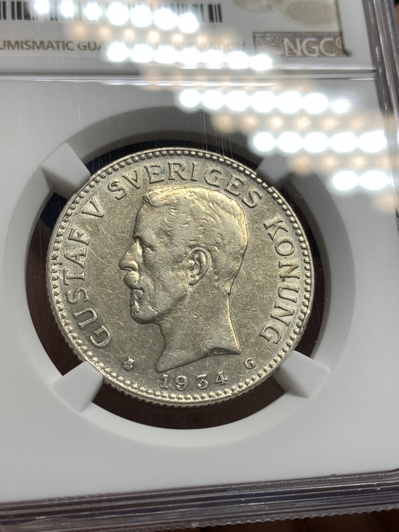 《竞宝斋》第179场-周日，周一2场 (全场包邮) NGC AU53 瑞典 1934  2克朗银币