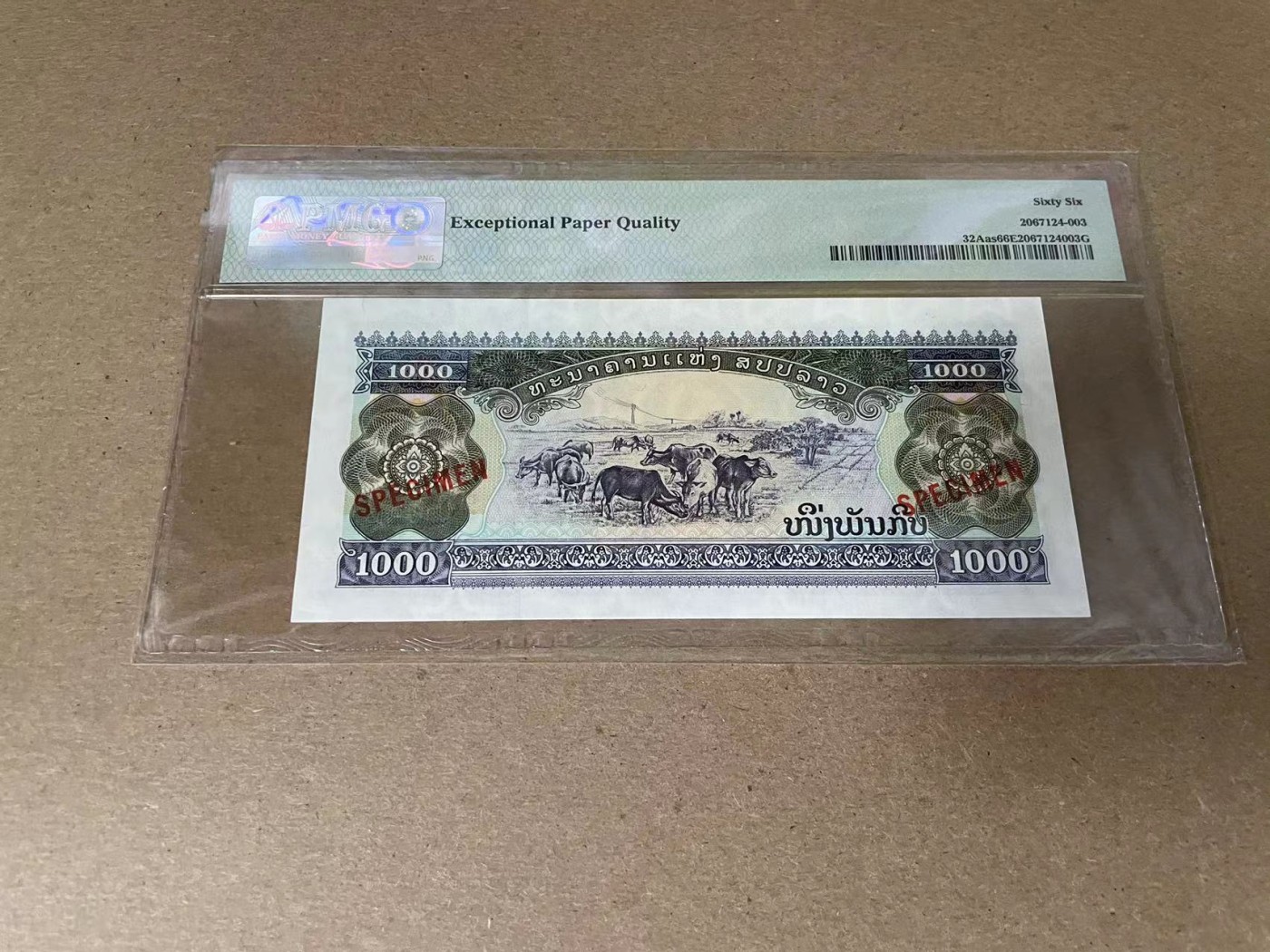 【Blue Auction】✨世界纸币精拍第341期——周日畅拍场 【样钞】老挝 1998年1000基普 PMG66EPQ 