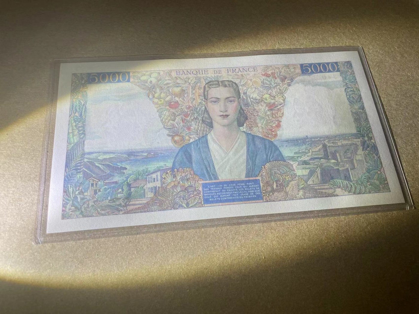 【Blue Auction】✨世界纸币精拍第341期——周日畅拍场 法国 1945年5000法郎 大团结 AU 有针孔