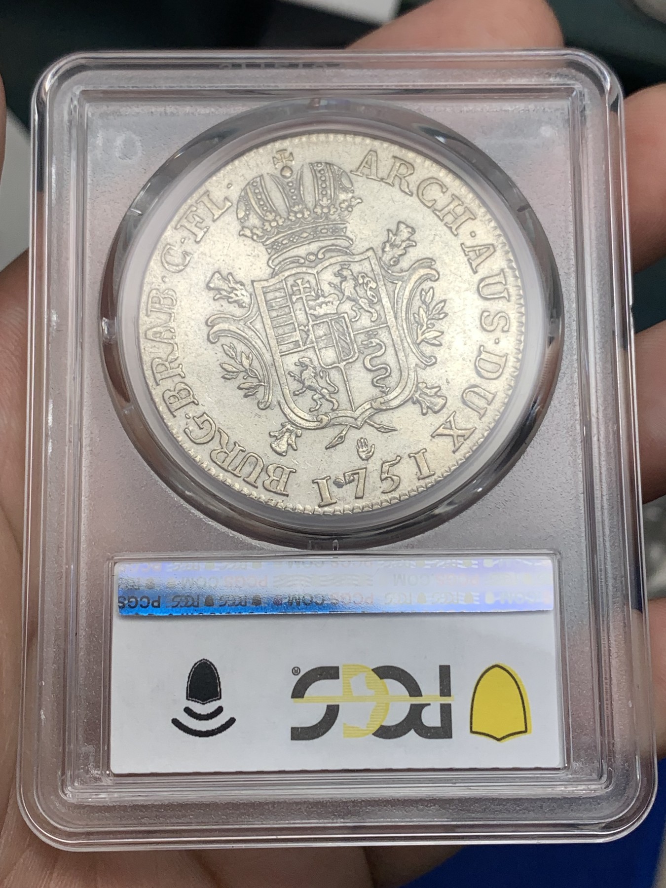 《竞宝斋》第179场-周日，周一2场 (全场包邮) PCGS AU50 1751奥属尼德兰大奶妈杜卡特银币，PCGS唯一冠军，比利时安特卫普厂生产，33.2克比普通泰勒重不少