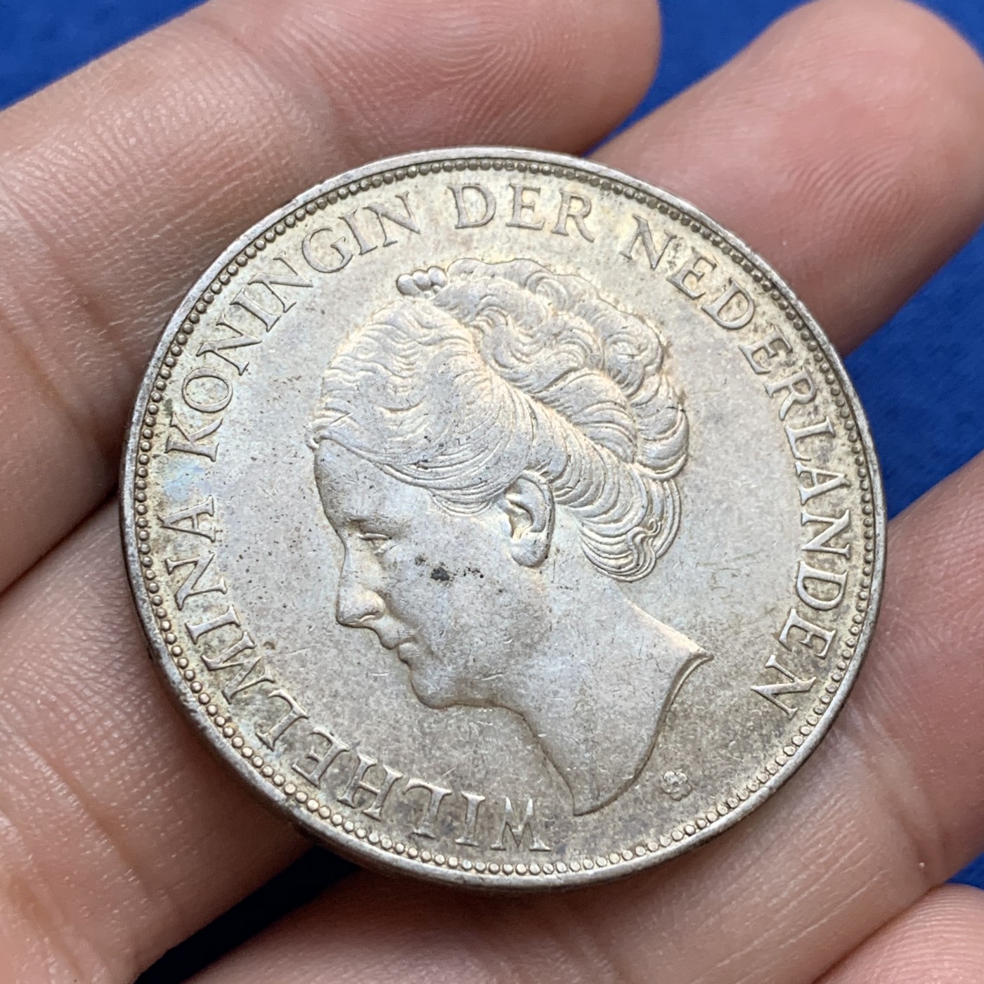 《竞宝斋》第179场-周日，周一2场 (全场包邮) 荷兰 1938年 威廉明娜 2.5G 大银币 包浆不错