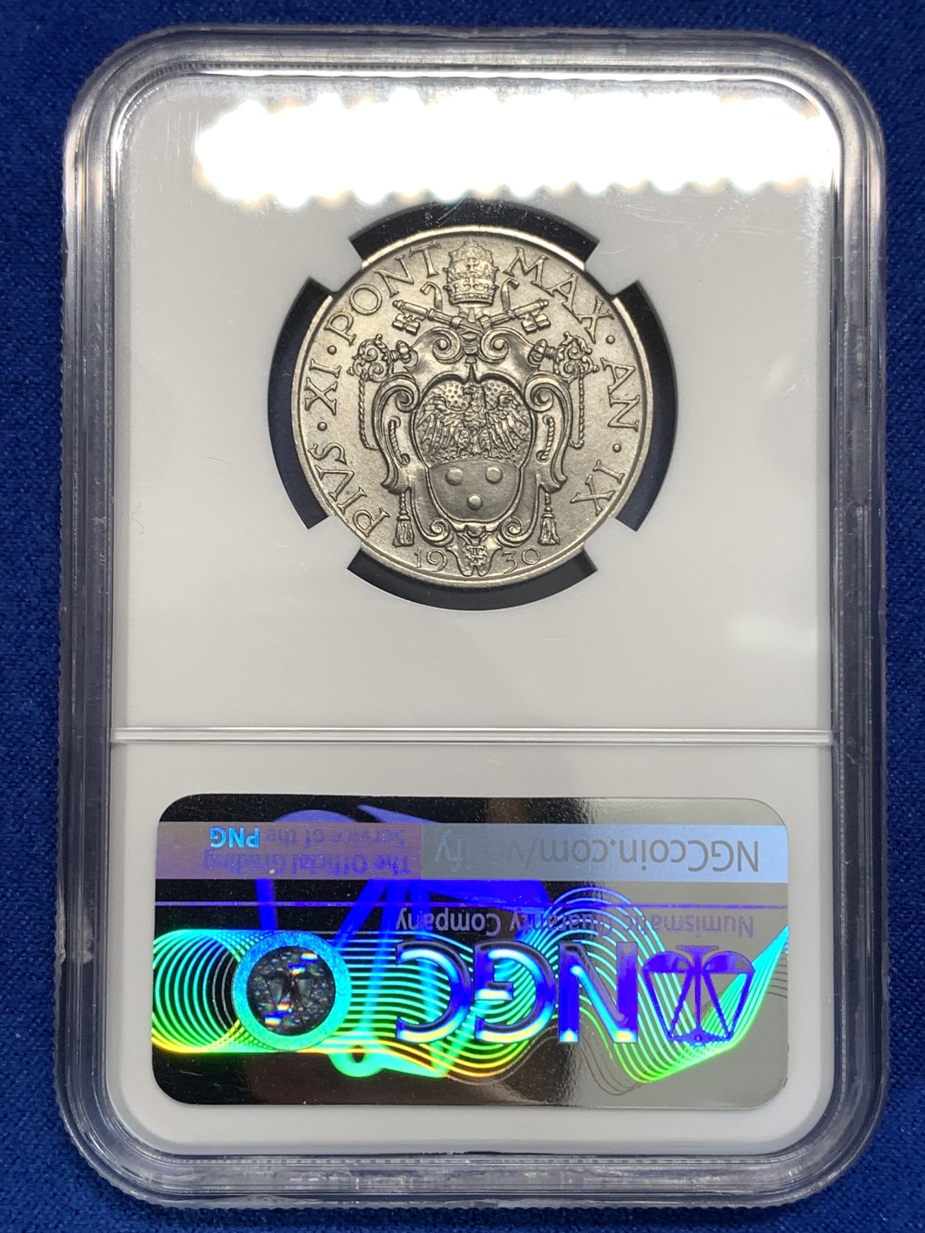 《竞宝斋》第179场-周日，周一2场 (全场包邮) NGC MS64 梵蒂冈 1930年 圣母像1里拉  意式美学典范