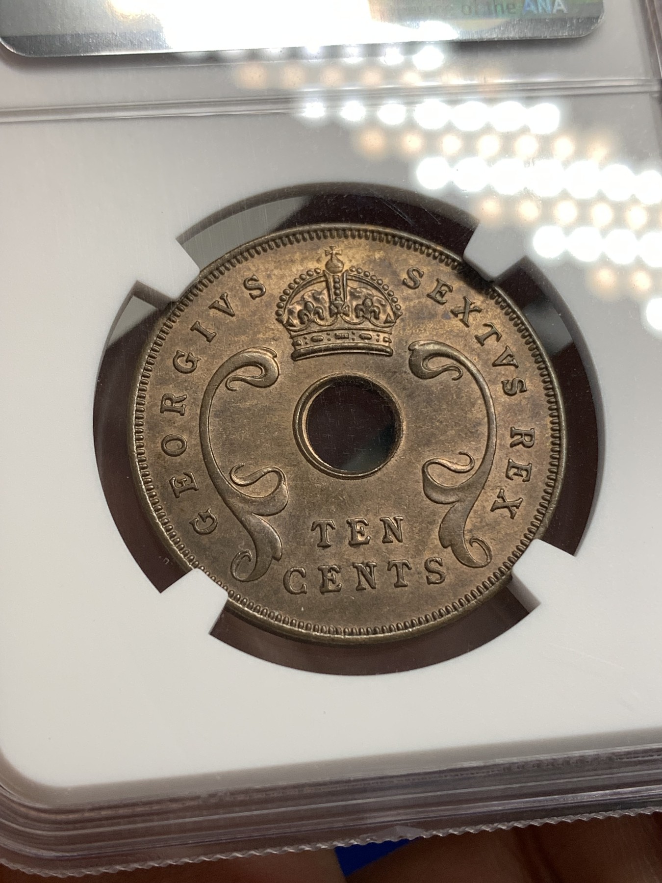 《竞宝斋》第179场-周日，周一2场 (全场包邮) NGC MS63BN 英属东非1950年10分铜币