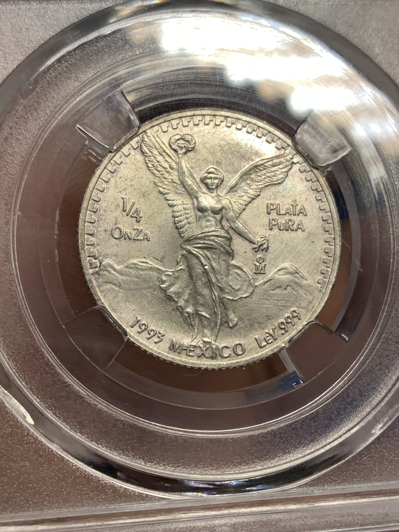 《竞宝斋》第179场-周日，周一2场 (全场包邮) 保粹 MS64 墨西哥 1993年 1/4盎司 银币 999银 不多见