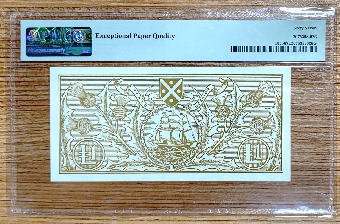 【Blue Auction】✨世界纸币精拍第341期——周日畅拍场 苏格兰 1967年1镑 PMG67EPQ 高分