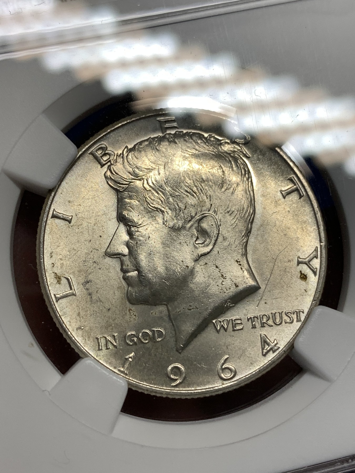 《竞宝斋》第179场-周日，周一2场 (全场包邮) NGC MS63 美国 1964年 肯尼迪 半美元银币 900高银版 12.5克