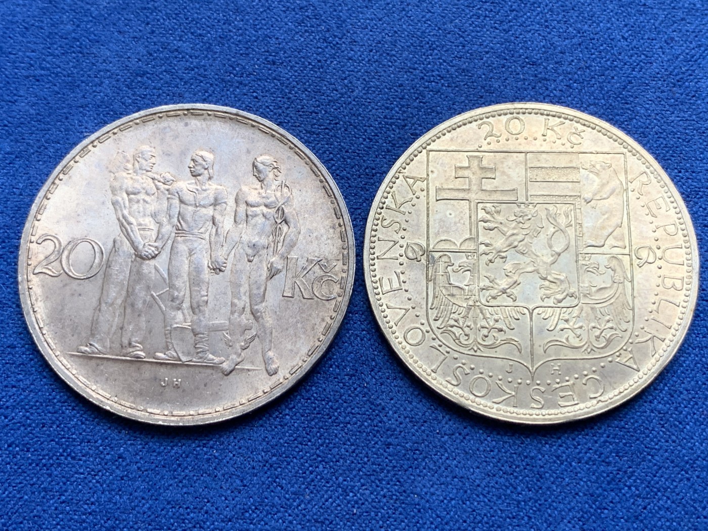 《竞宝斋》第179场-周日，周一2场 (全场包邮) 捷克斯洛伐克1933年、1937年20克朗银币2枚
