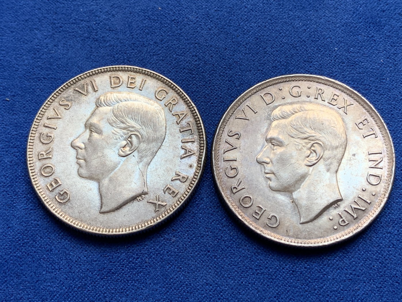 《竞宝斋》第179场-周日，周一2场 (全场包邮) 加拿大1939、1952年乔治六世1元银币两枚