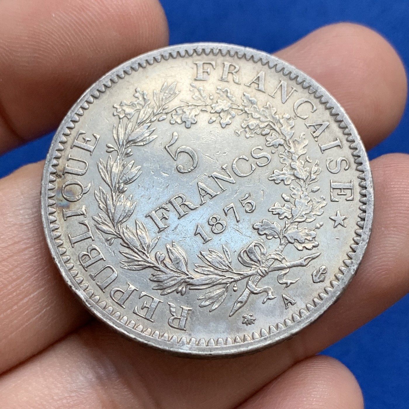 《竞宝斋》第179场-周日，周一2场 (全场包邮) 法国 1875年 大力神 5法郎大银币