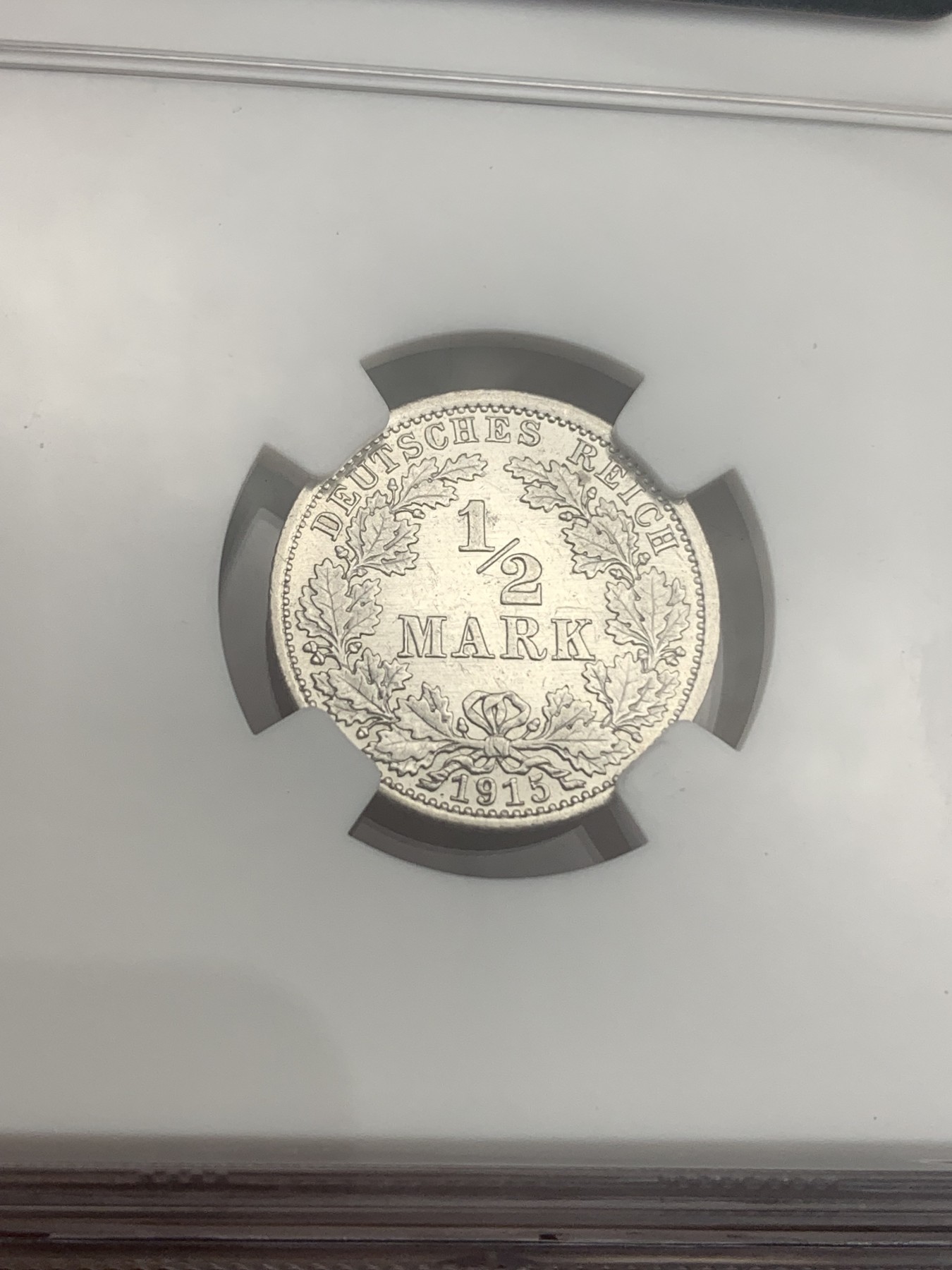 《竞宝斋》第179场-周日，周一2场 (全场包邮) NGC MS62 德国 1915年 1/2马克 银币