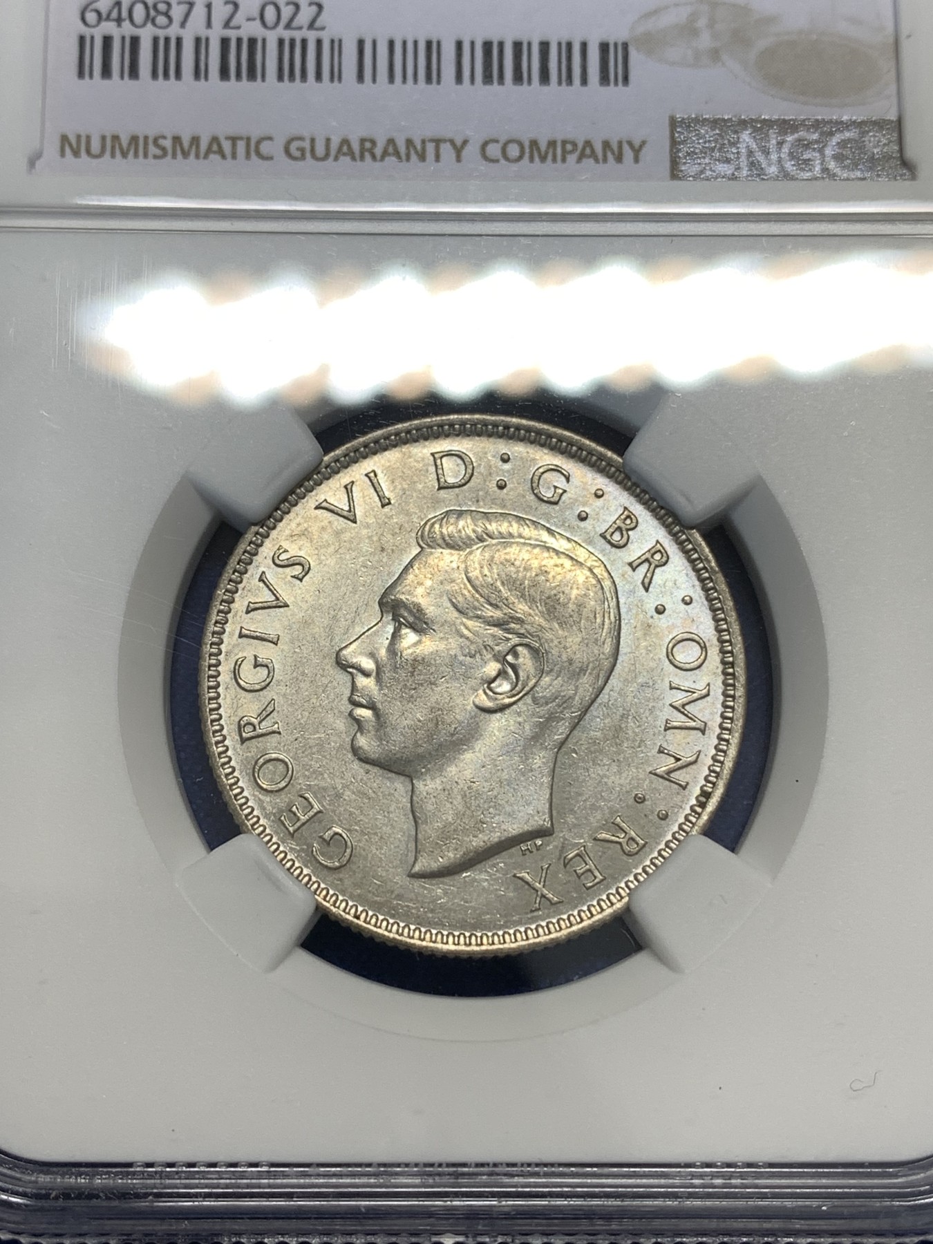 《竞宝斋》第179场-周日，周一2场 (全场包邮) NGC-AU55 英国1944年 乔六2先令银币 原光好品