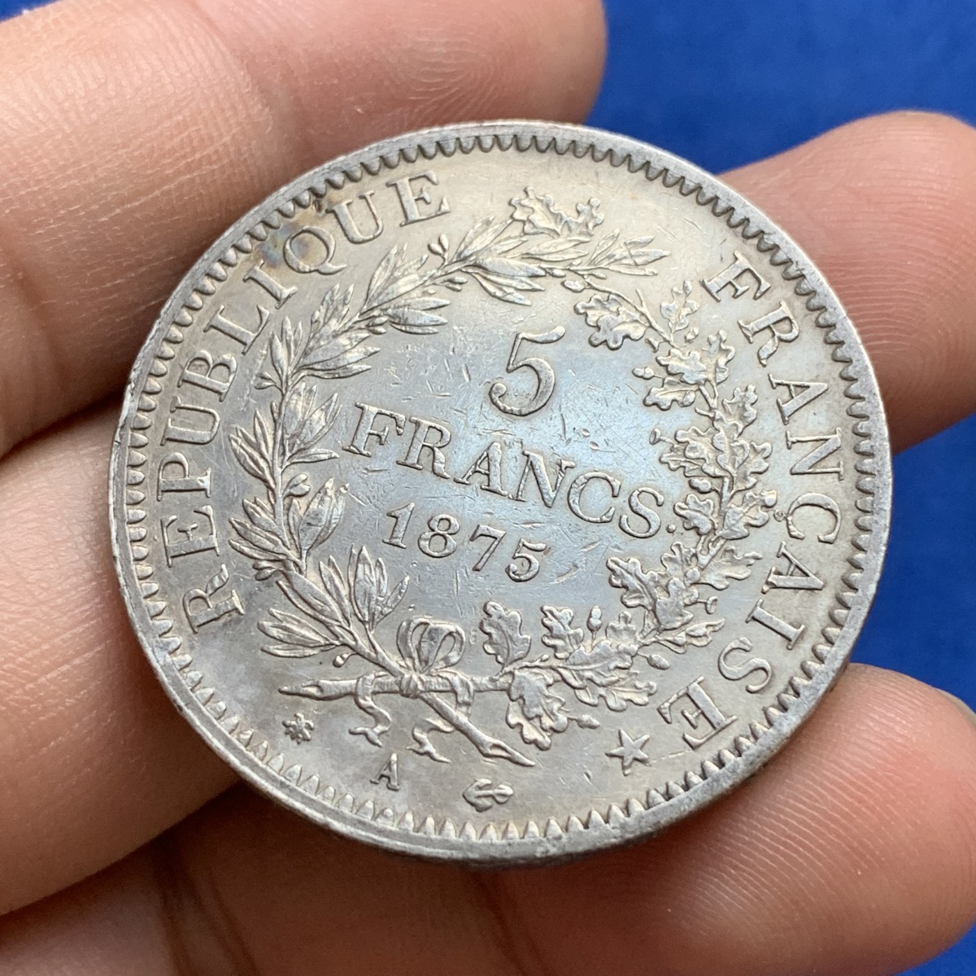 《竞宝斋》第179场-周日，周一2场 (全场包邮) 法国 1875年 大力神 5法郎大银币