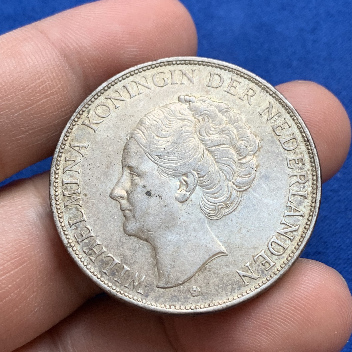 《竞宝斋》第179场-周日，周一2场 (全场包邮) 荷兰 1938年 威廉明娜 2.5G 大银币 包浆不错