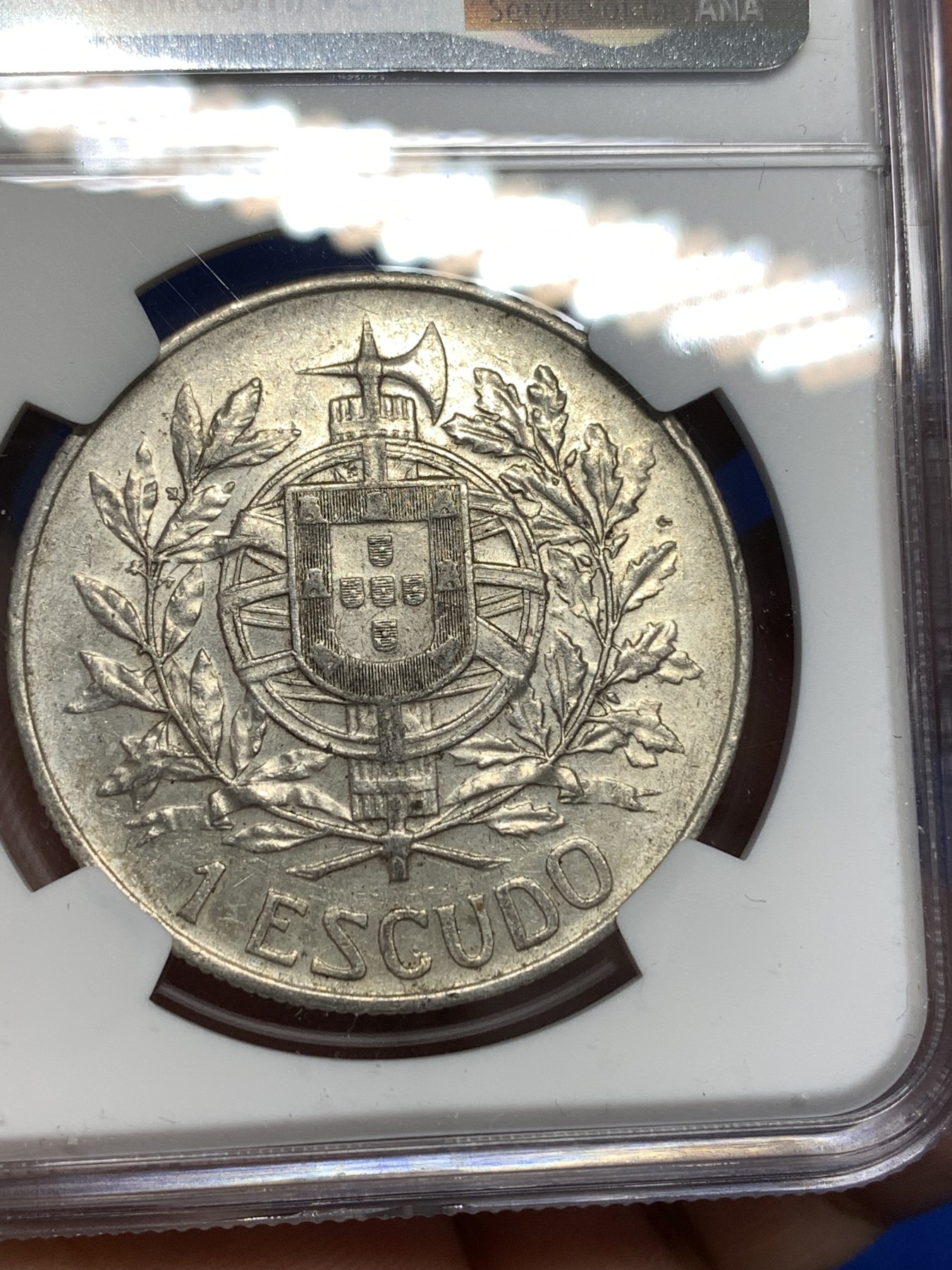 《竞宝斋》第179场-周日，周一2场 (全场包邮) NGC-AU53 葡萄牙1910年 半岛战争女神头像 1埃斯库多大银币 稀少品种