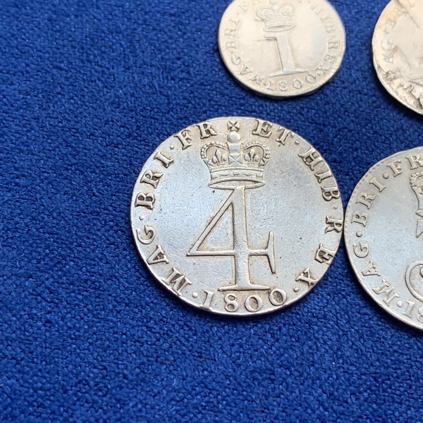 《竞宝斋》第179场-周日，周一2场 (全场包邮) 1800英国乔治三世濯足币4枚一套 ，AU-UNC状态