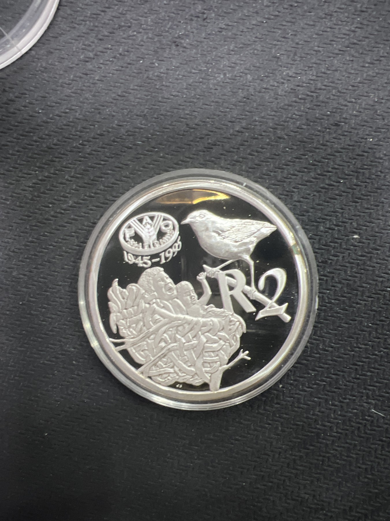 飞翔风筝第三场拍世界纸币银币硬币 南非1995年FAO粮农组织成立50周年精制银币