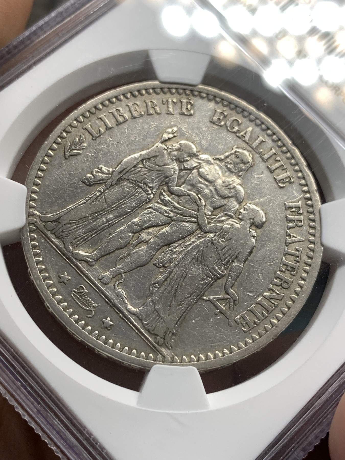 《竞宝斋》第179场-周日，周一2场 (全场包邮) NGC XF 法国 1873年 大力神 5法郎银币