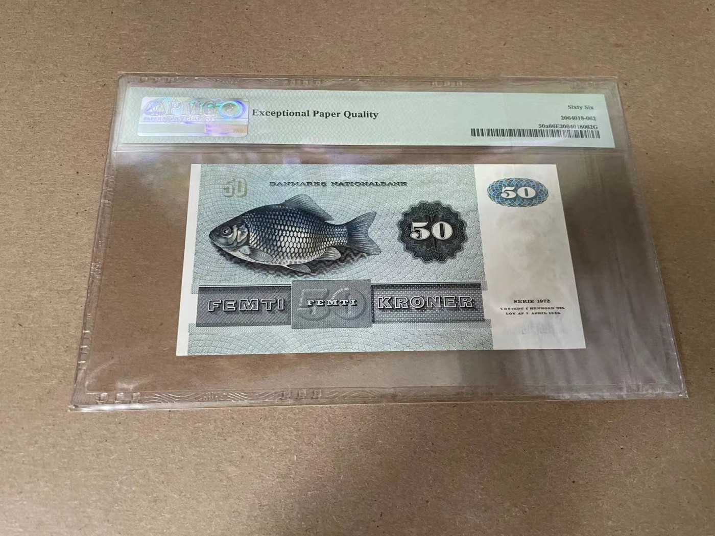 【Blue Auction】✨世界纸币精拍第341期——周日畅拍场 【初版A0】丹麦 1972年50克朗 PMG66EPQ 