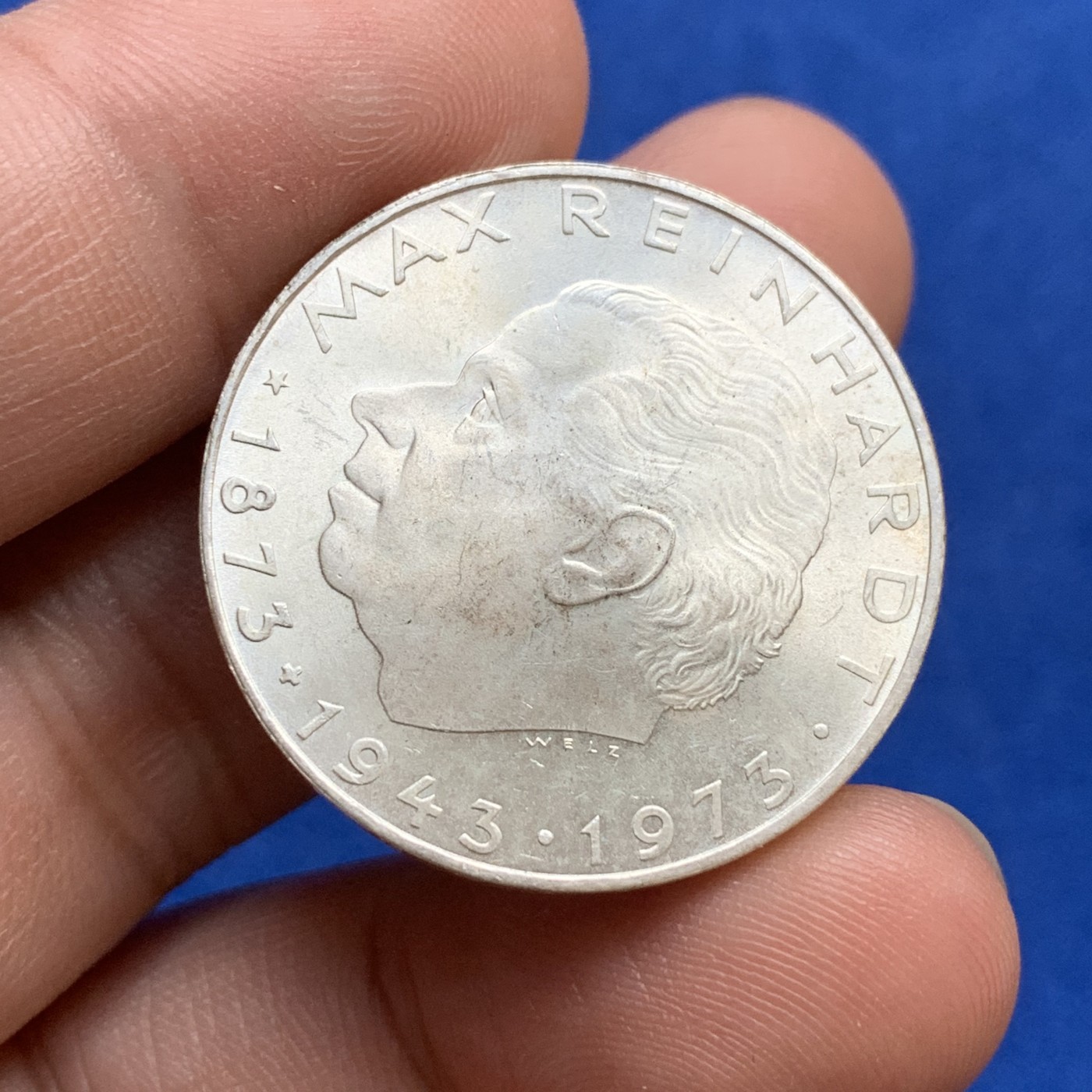 《竞宝斋》第179场-周日，周一2场 (全场包邮) 奥地利 1973年 马克思 莱因哈特100周年 25先令银币