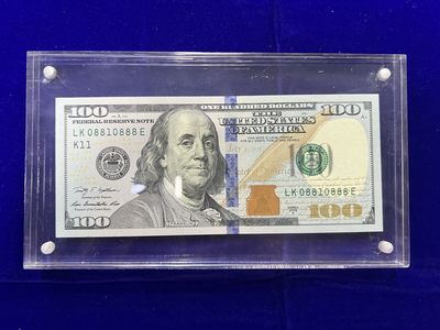 飞翔风筝第三场拍世界纸币银币硬币 - 美元100纸币 号码稀少