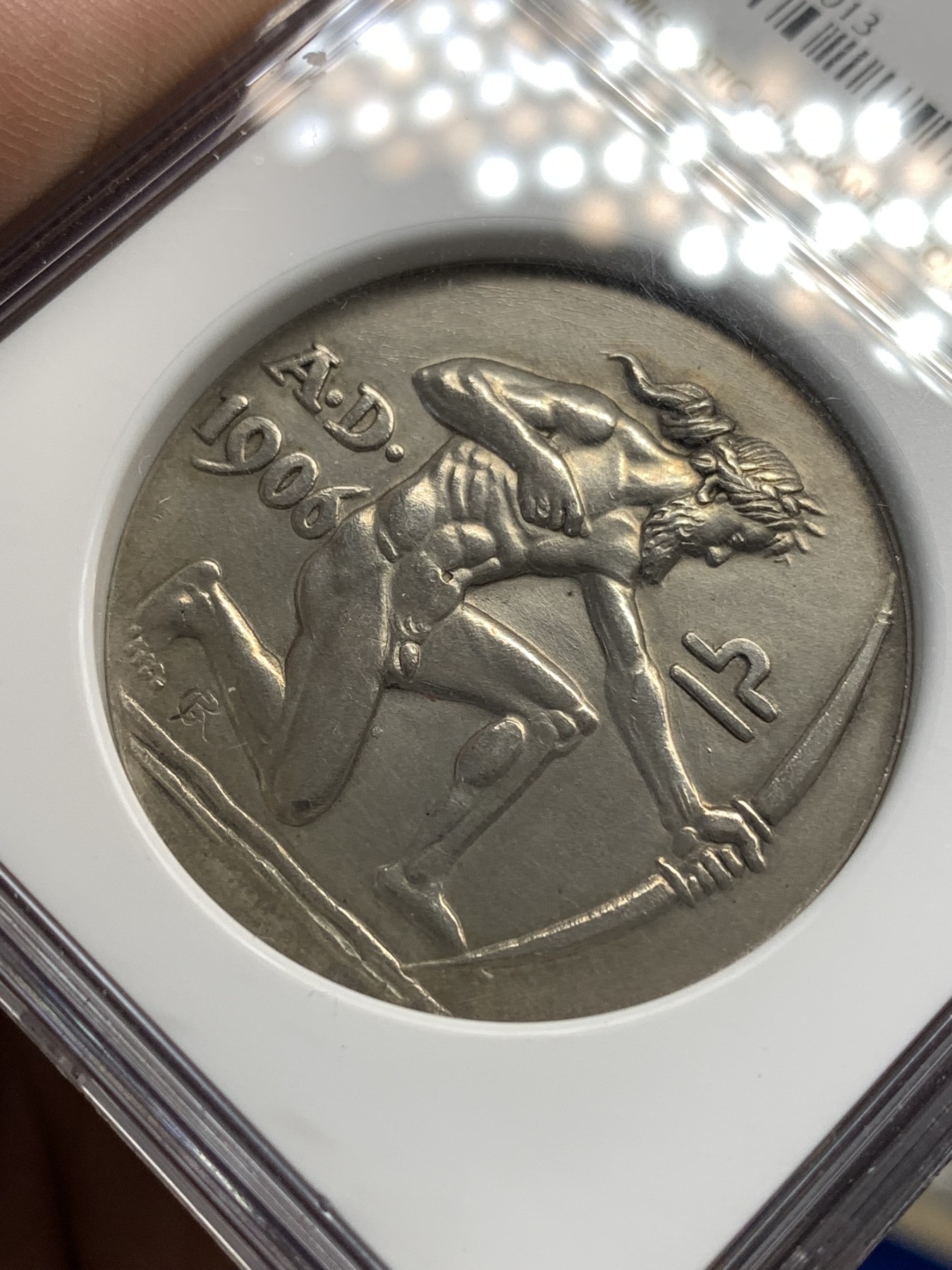 《竞宝斋》第179场-周日，周一2场 (全场包邮) NGC-MS62 1906 德国 慕尼黑 射击节银章 力与美的结合 充满张力 发髻无磨损 低评