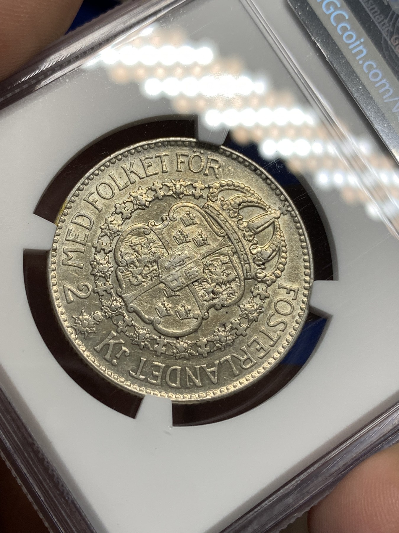 《竞宝斋》第179场-周日，周一2场 (全场包邮) NGC AU53 瑞典 1934  2克朗银币