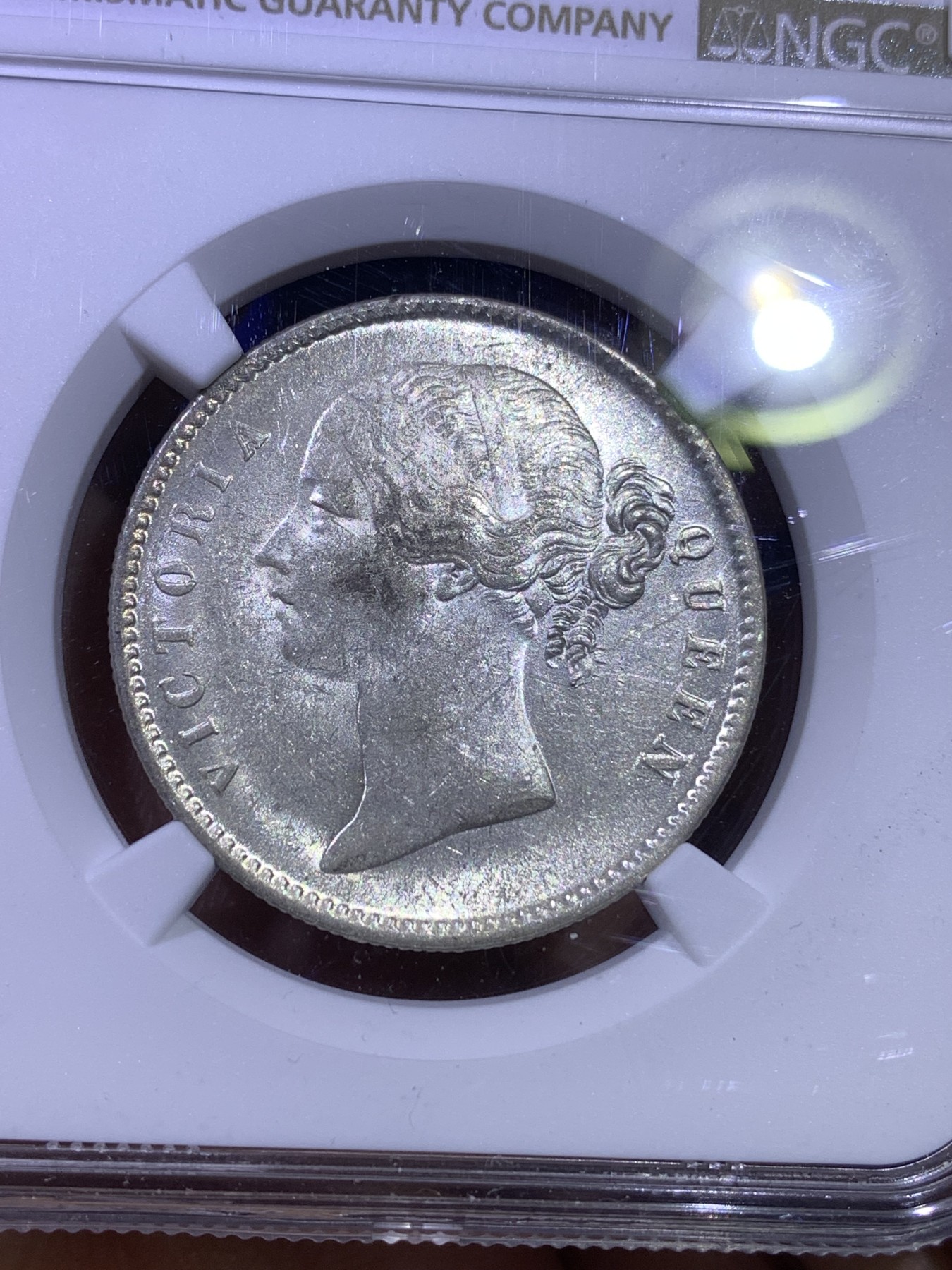 《竞宝斋》第179场-周日，周一2场 (全场包邮) NGC MS61 1840英属印度维多利亚1卢比银币