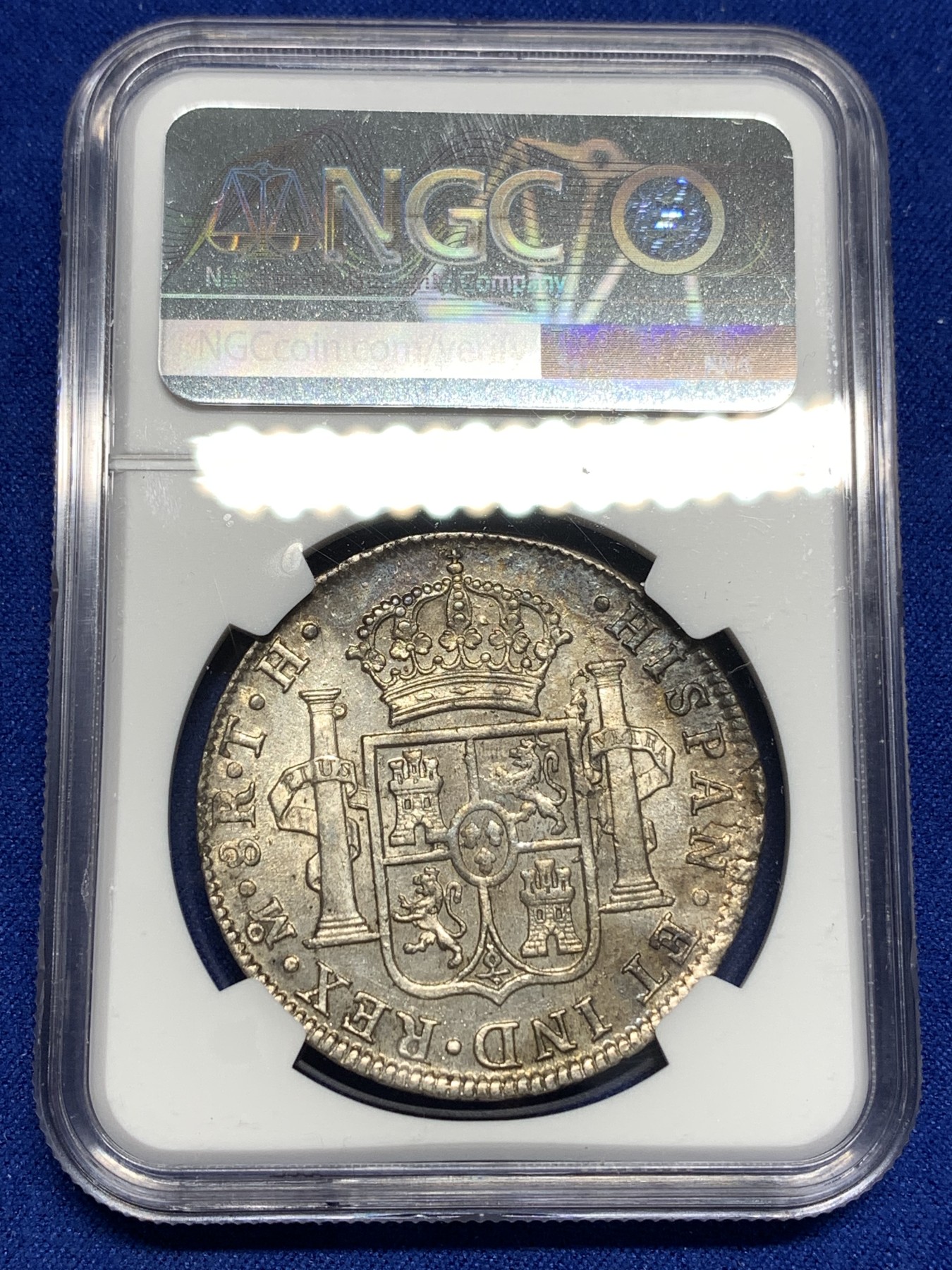 《竞宝斋》第179场-周日，周一2场 (全场包邮) NGC AU 墨西哥 1805年 卡四 8R 双柱大银币打制的非常好