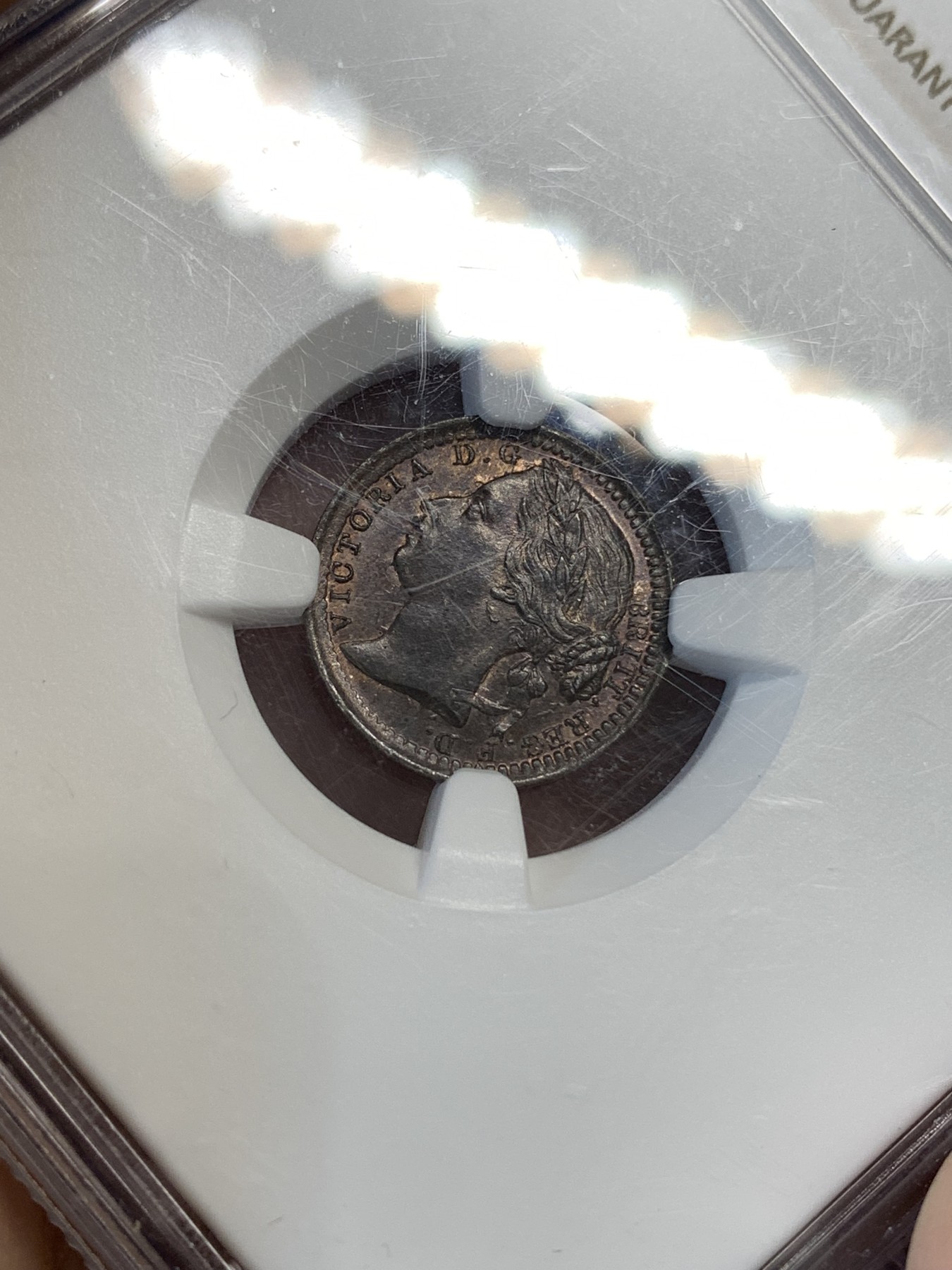 《竞宝斋》第179场-周日，周一2场 (全场包邮) NGC MS63BN 英国1866维多利亚1/3法新铜币 书价高