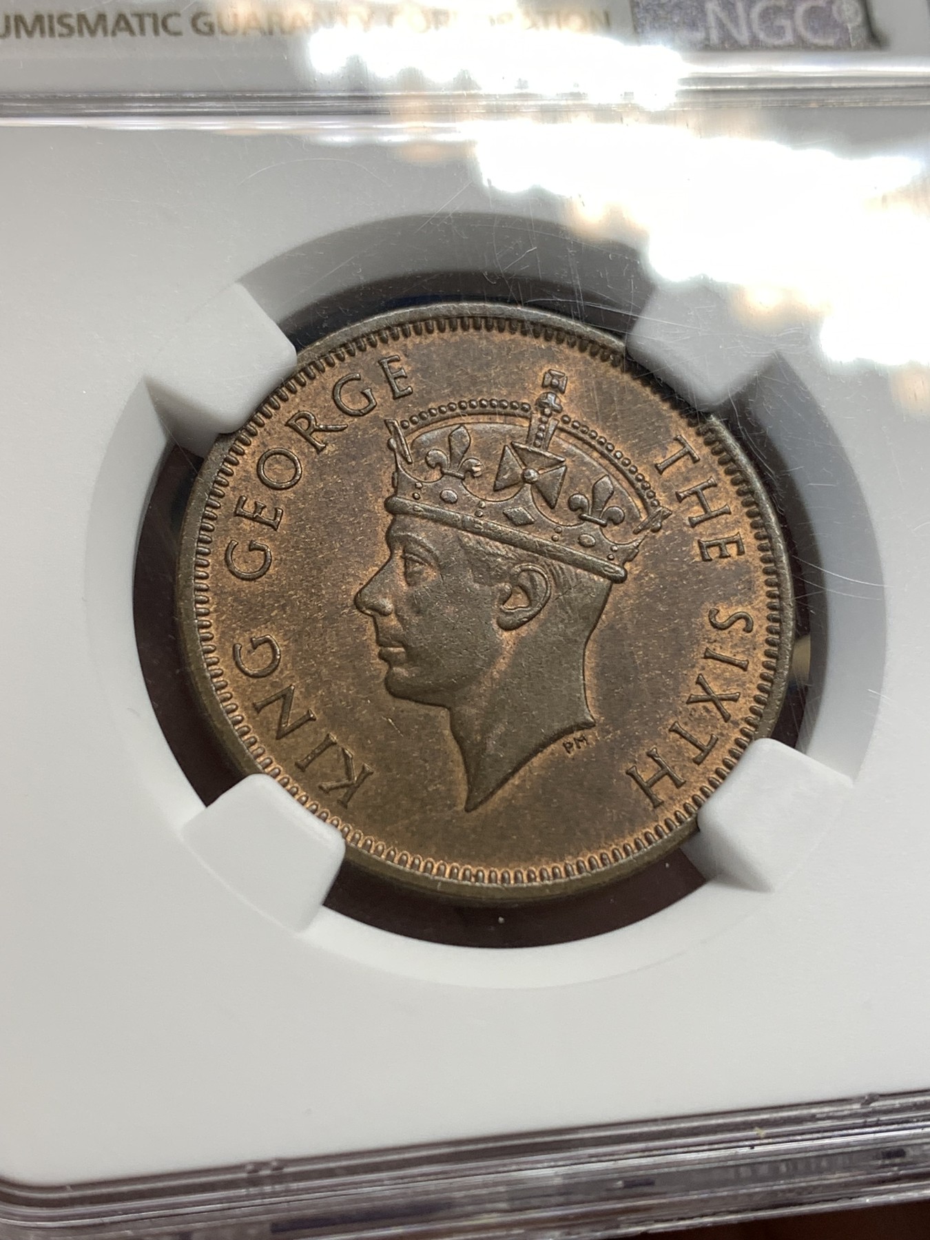 《竞宝斋》第179场-周日，周一2场 (全场包邮) NGC MS64RB 1948 英属塞舌尔乔治六世5分 铜币 仅发行一年