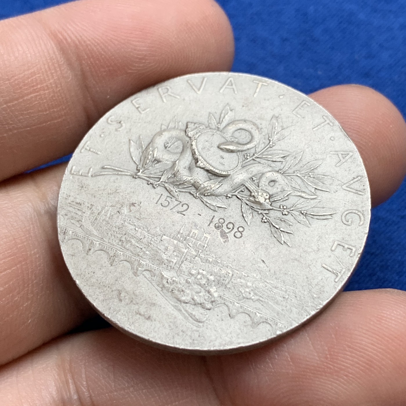 《竞宝斋》第179场-周日，周一2场 (全场包邮) 法国1898年罗蒂作品股票证券交易所银章（银的少见） 36.8mm 21.7g 带银标