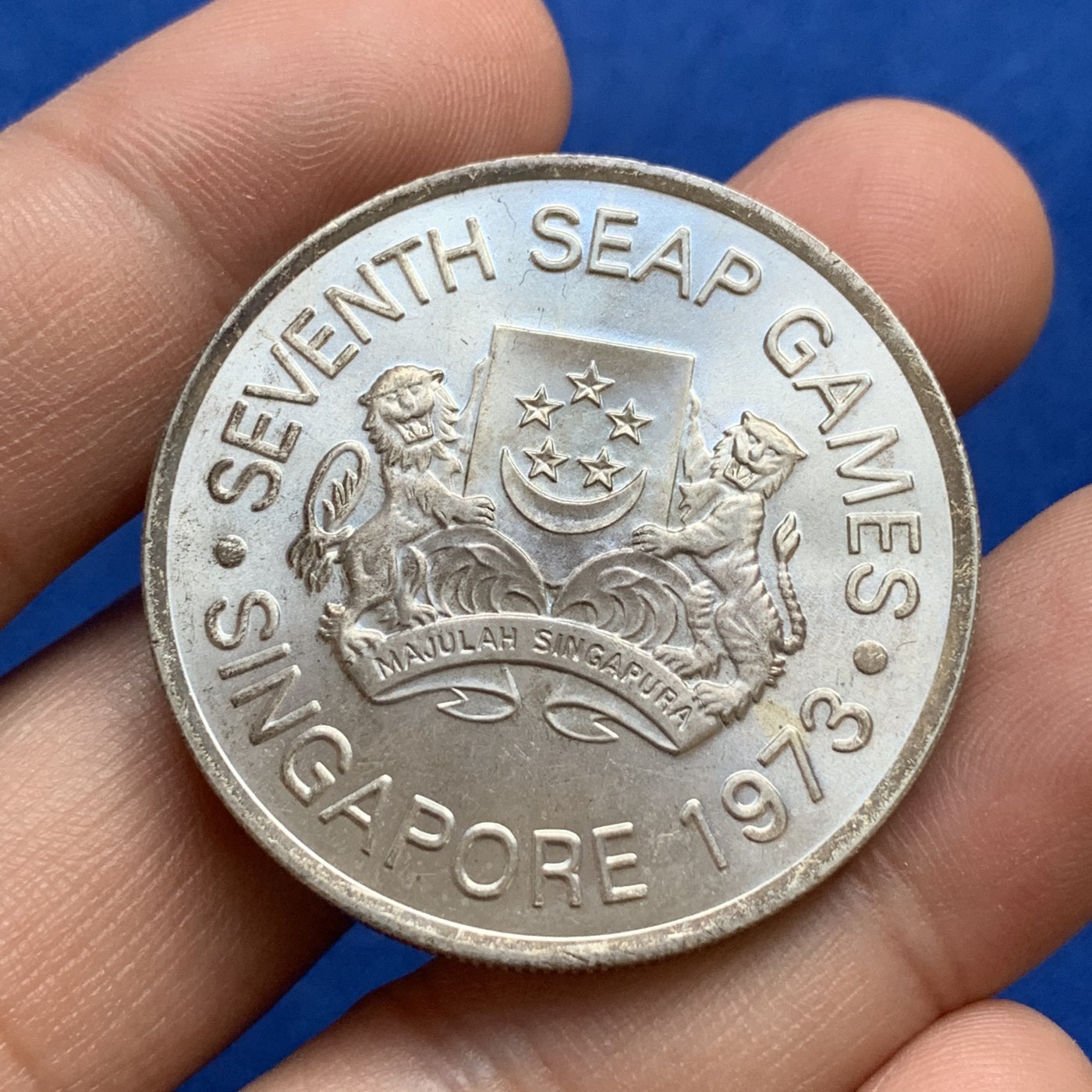 《竞宝斋》第179场-周日，周一2场 (全场包邮) 新加坡 1973年 东南亚运动会5刀银币