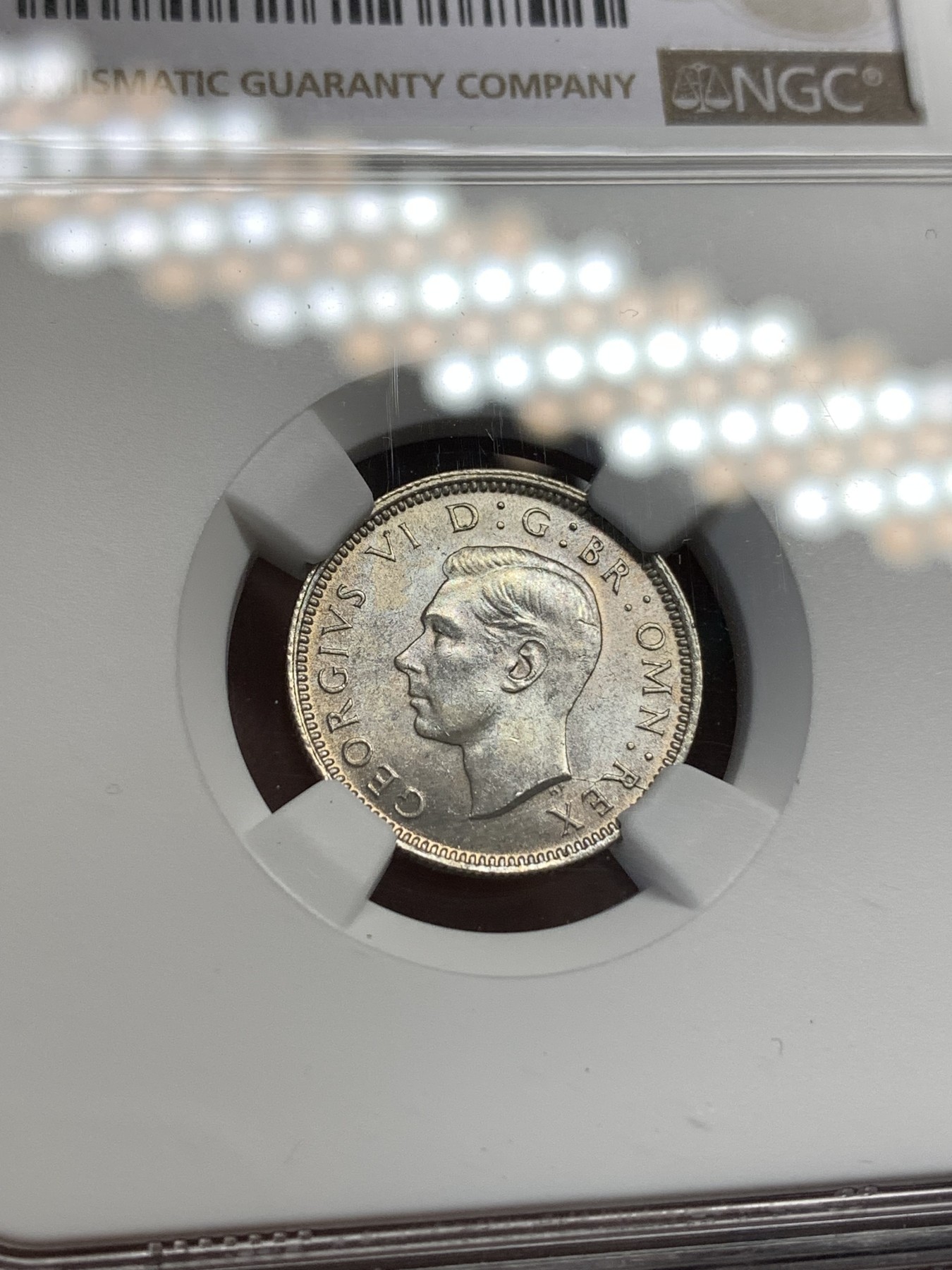 《竞宝斋》第179场-周日，周一2场 (全场包邮) NGC-MS63 英国1942年 乔六6便士银币 原光好品