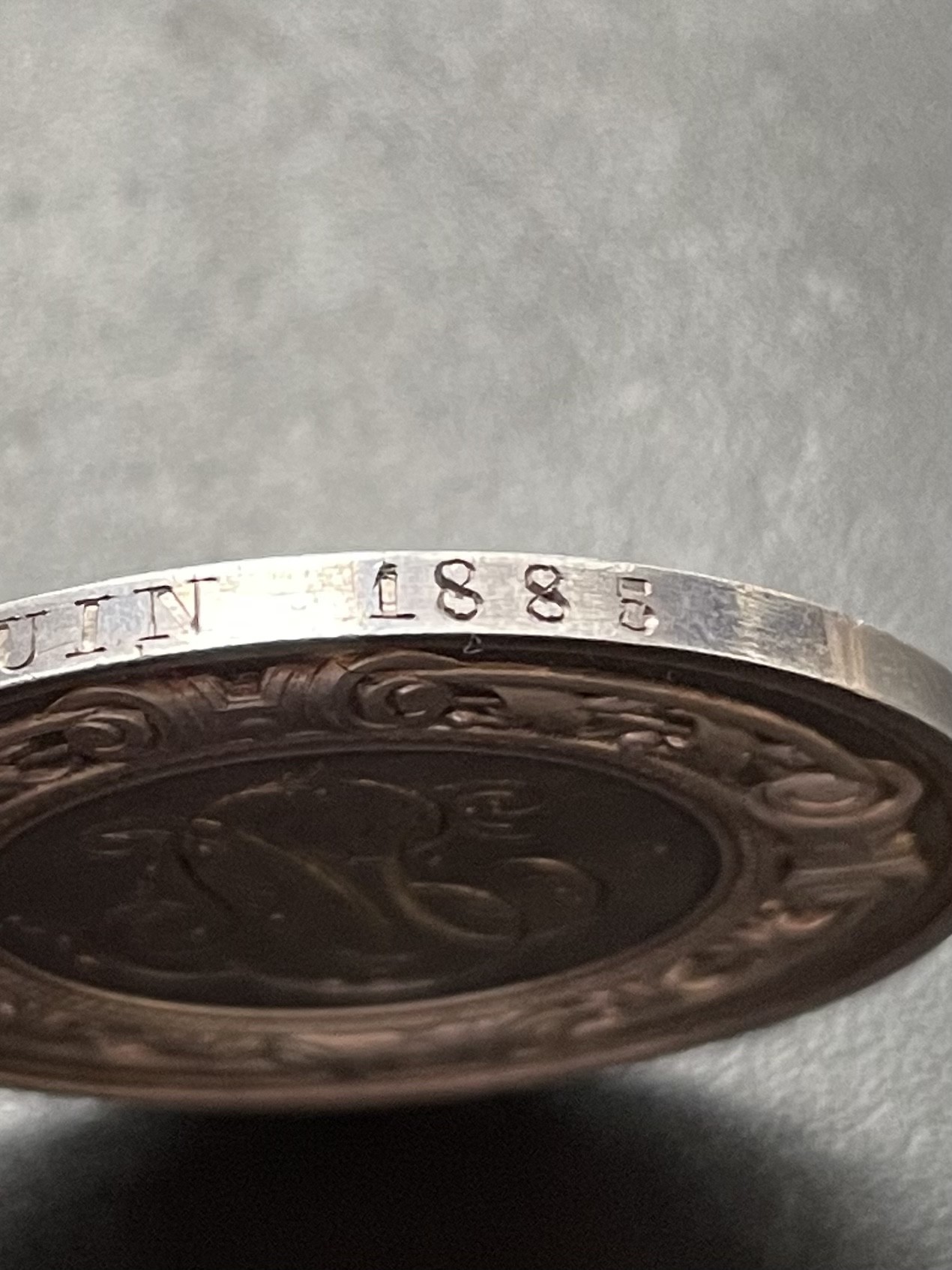 章牌专场-第26期 F.Vernon～1885年法国婚礼银章 直径：38.5 mm，25 g