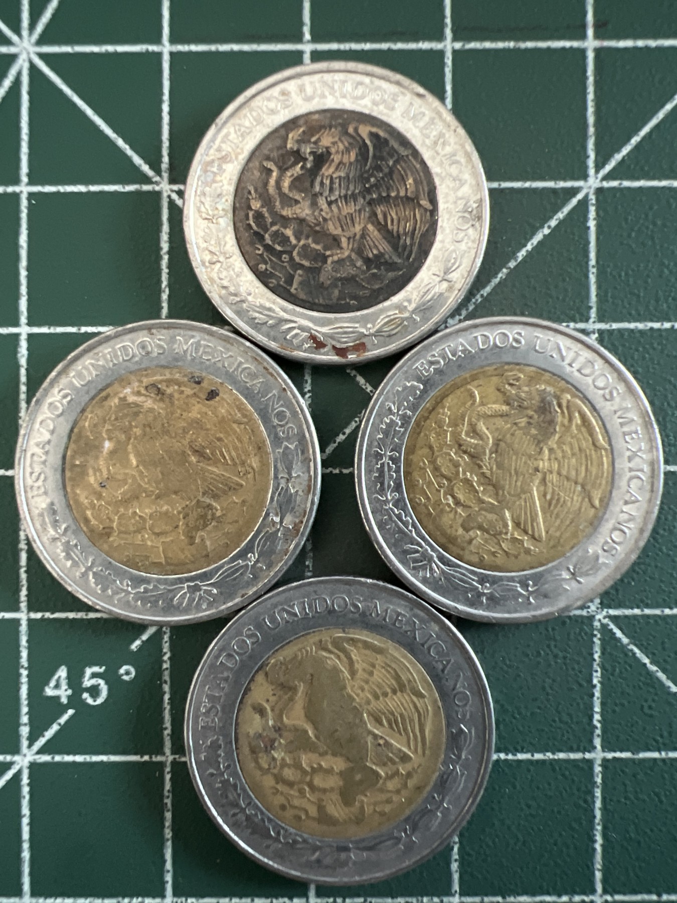 泡泡堂第350期  世界硬币 （无押金，捡漏，全场20包邮，偏远地区除外，接收代拍业务） 墨西哥双色四枚