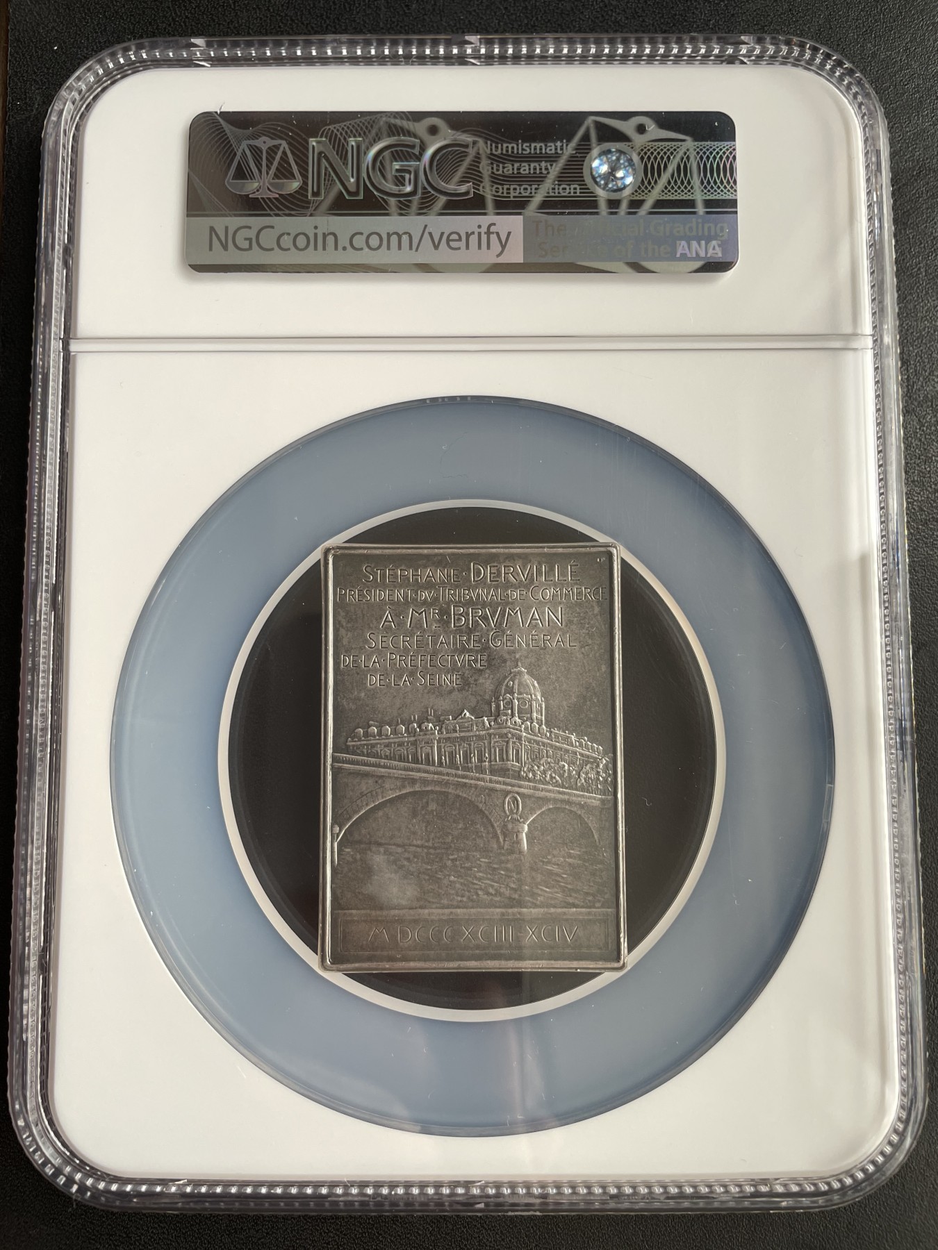 章牌专场-第26期 O.Roty～1894年法国巴黎商业法庭银章 尺寸：58 × 42 mm