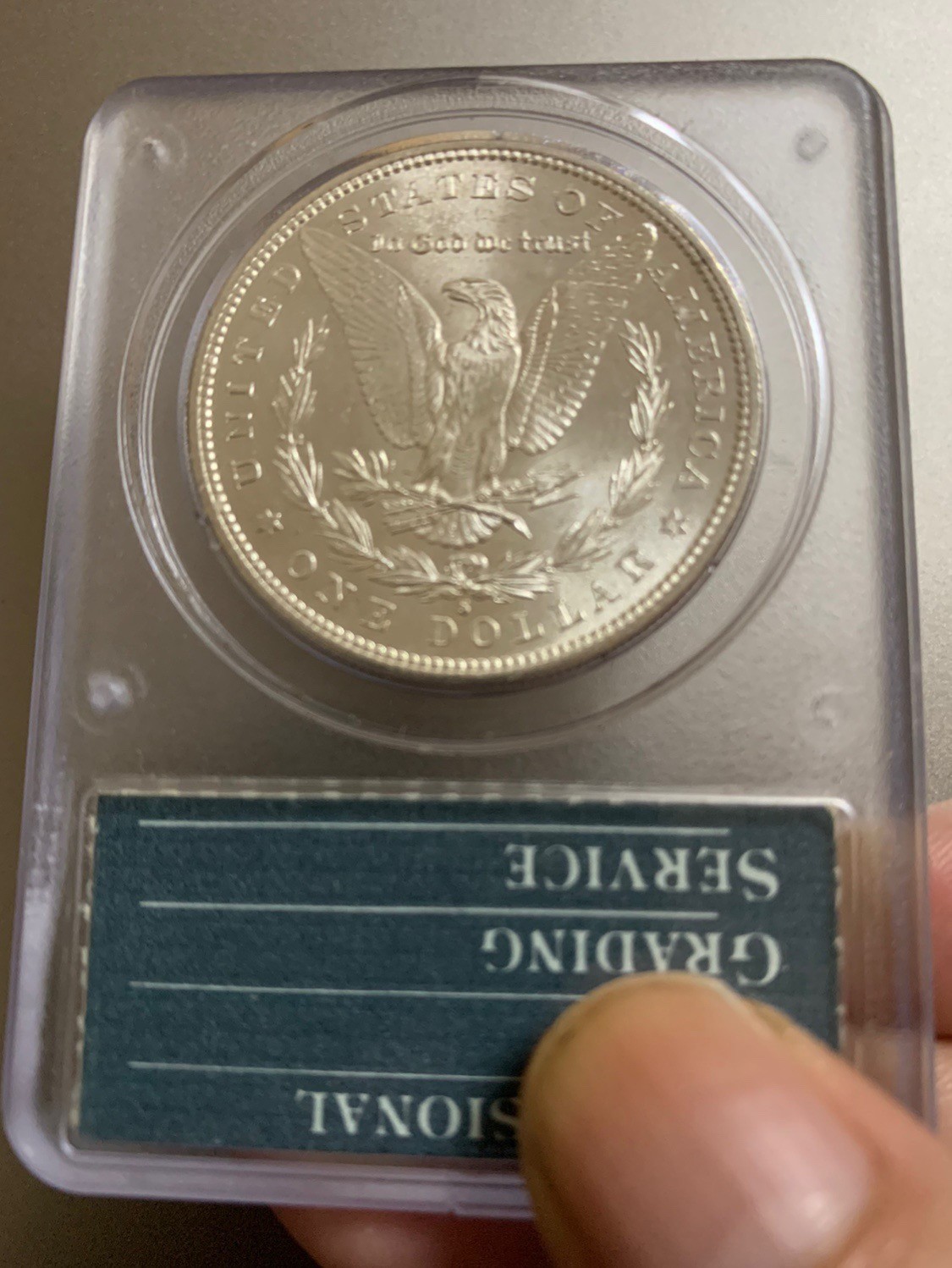 1882年美国摩根银币S版PCGS初生代评级币经典绿盒（摇摇乐）