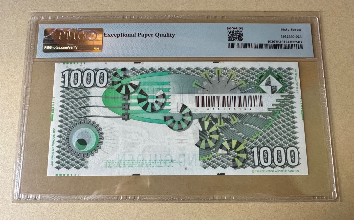 收藏联盟Quantum Auction 第272期拍卖 世界人口日专场 荷兰1994年1000盾 PMG67 经典大齿轮 